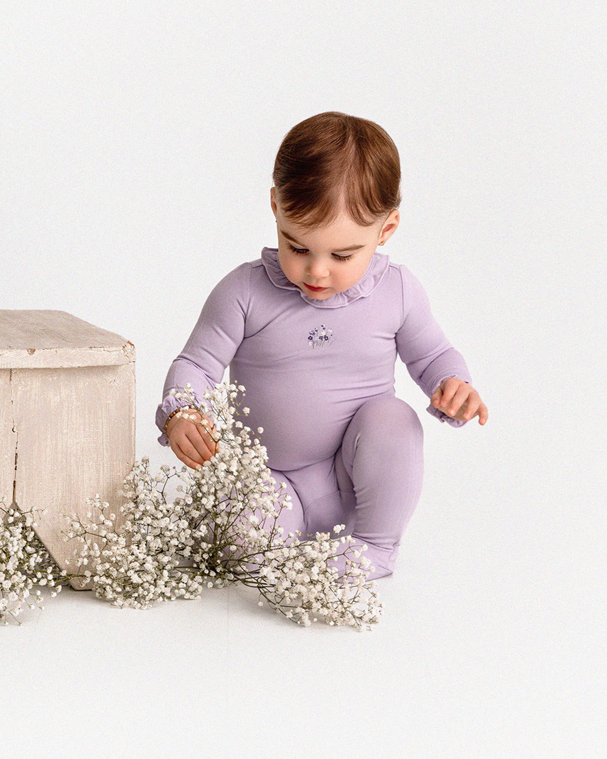 Baby and Toddler Girls Modal-Blend Ruffle-Trim Footie