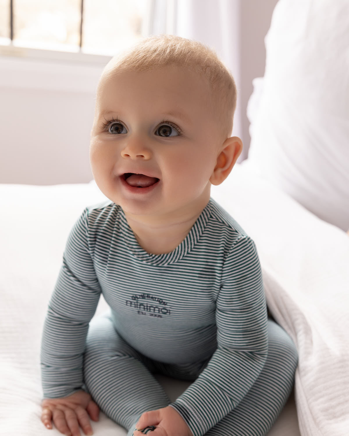 Baby and Toddler "Generation MiniMoi" Stretchy Mini-Striped Cotton-Rich Footie