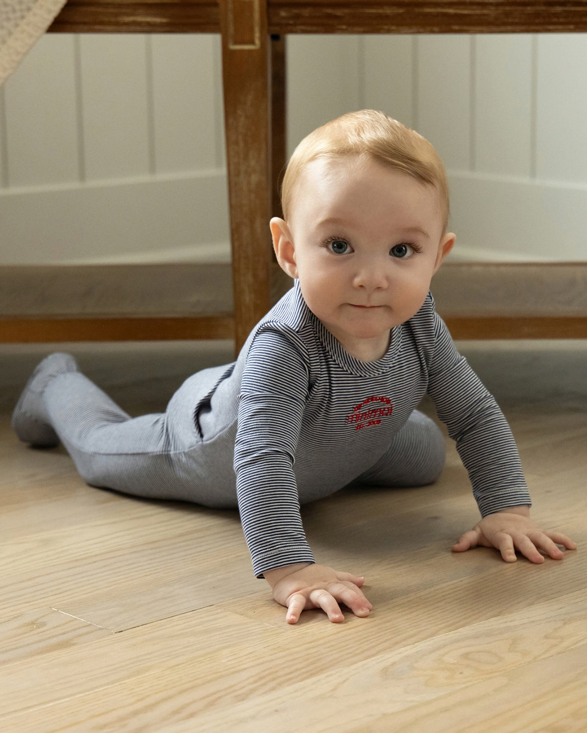 Baby and Toddler "Generation MiniMoi" Stretchy Mini-Striped Cotton-Rich Footie