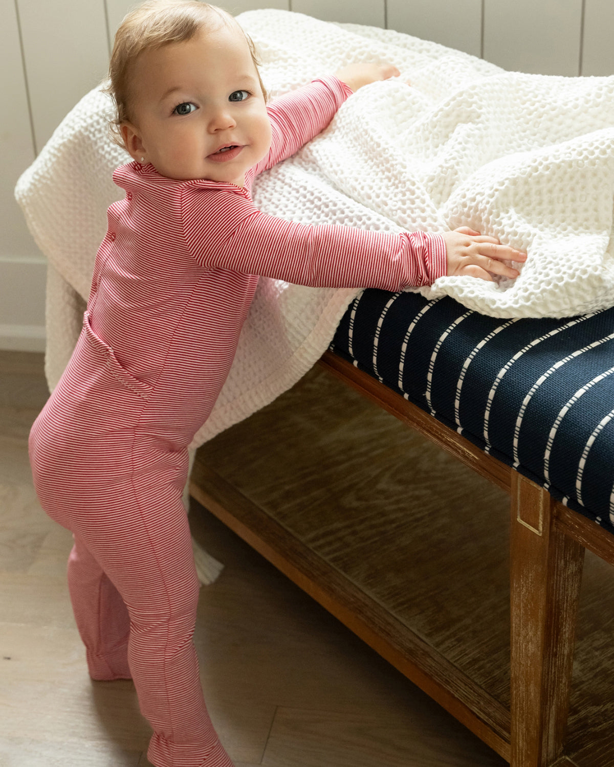 Baby and Toddler "Generation MiniMoi" Stretchy Mini-Striped Cotton-Rich Footie