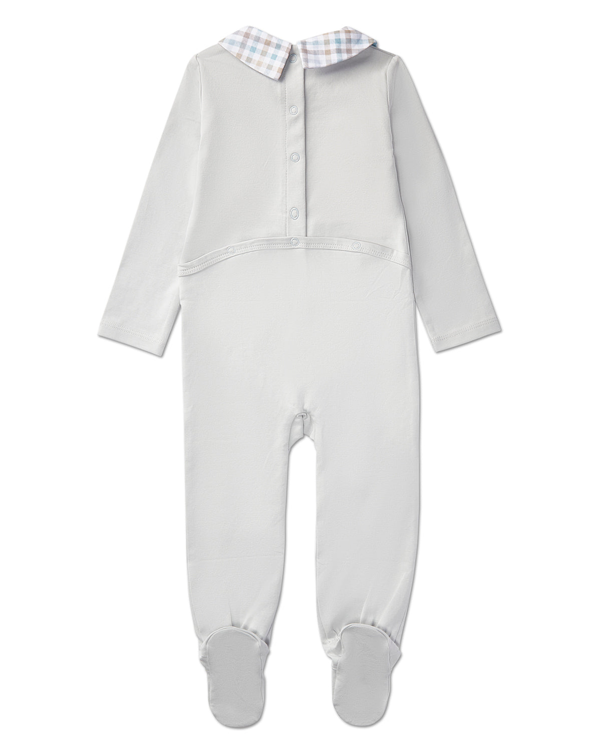 Baby and Toddler Boys Plaid-Collar Cotton Rich Footie