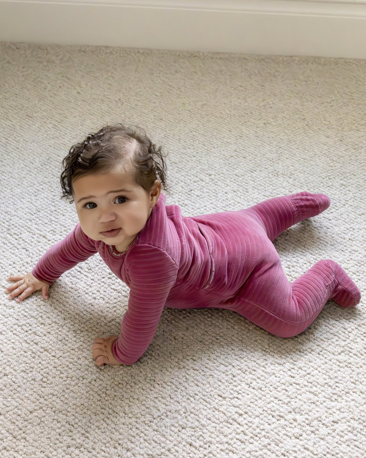 Baby and Toddler Cotton-Rich Drop-Needle Footie With MiniMoi Trim