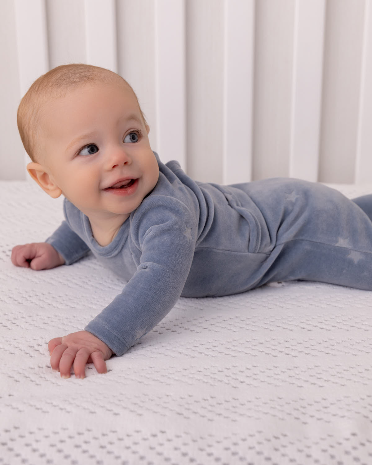 Baby Boys "Velvet Star" Cotton Rich Velour Footie