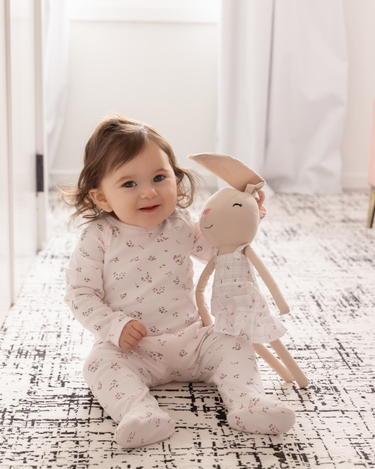 Baby Girls "Cameo Florals" 100% Cotton Footie