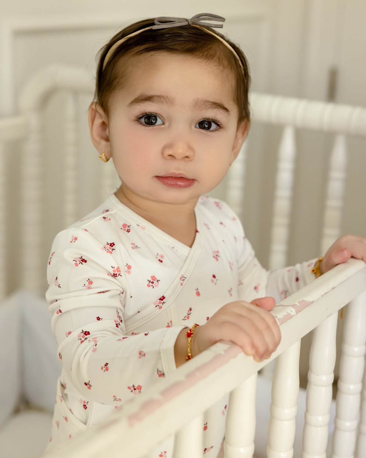 Baby Girls "Blissful Blossoms" Crossover Neckline Footie