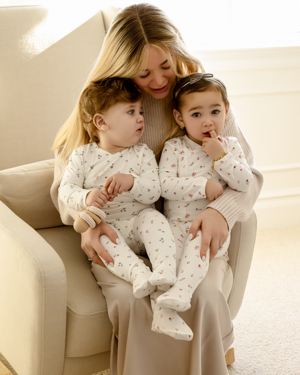 Baby Girls "Blissful Blossoms" Crossover Neckline Footie