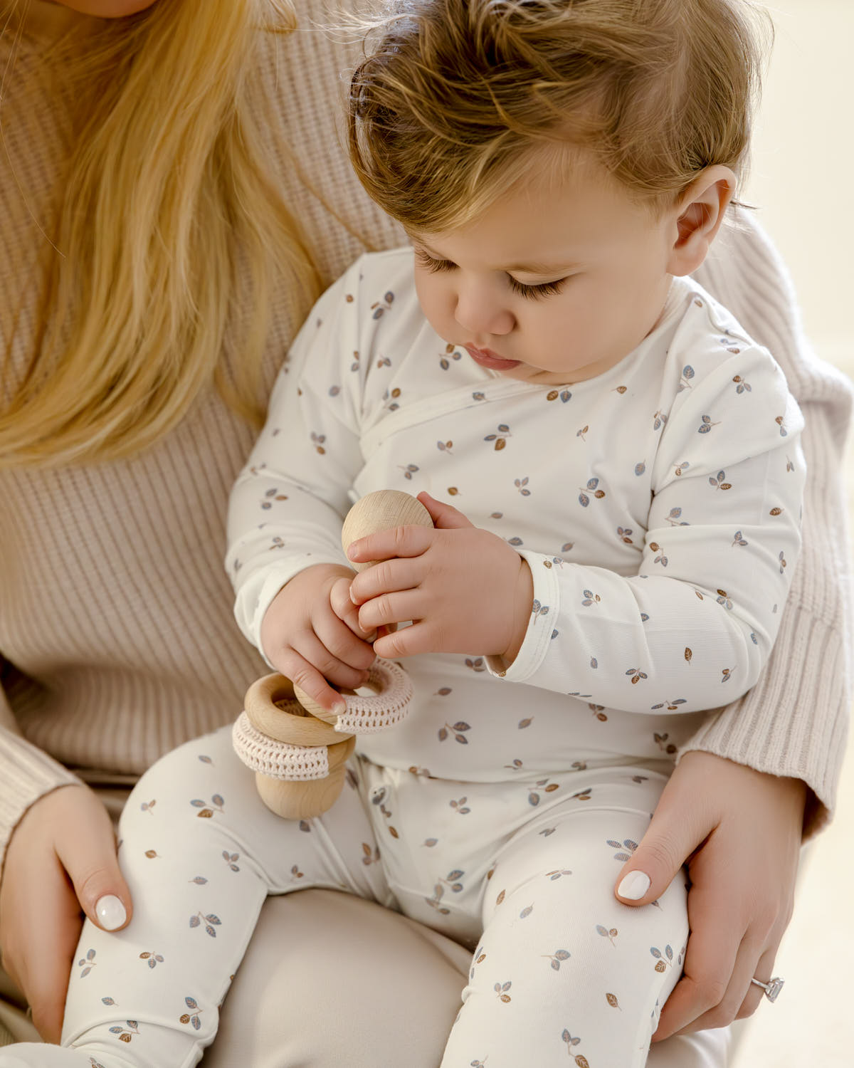Baby Boys "Blue Foliage" Crossover Collar Footie