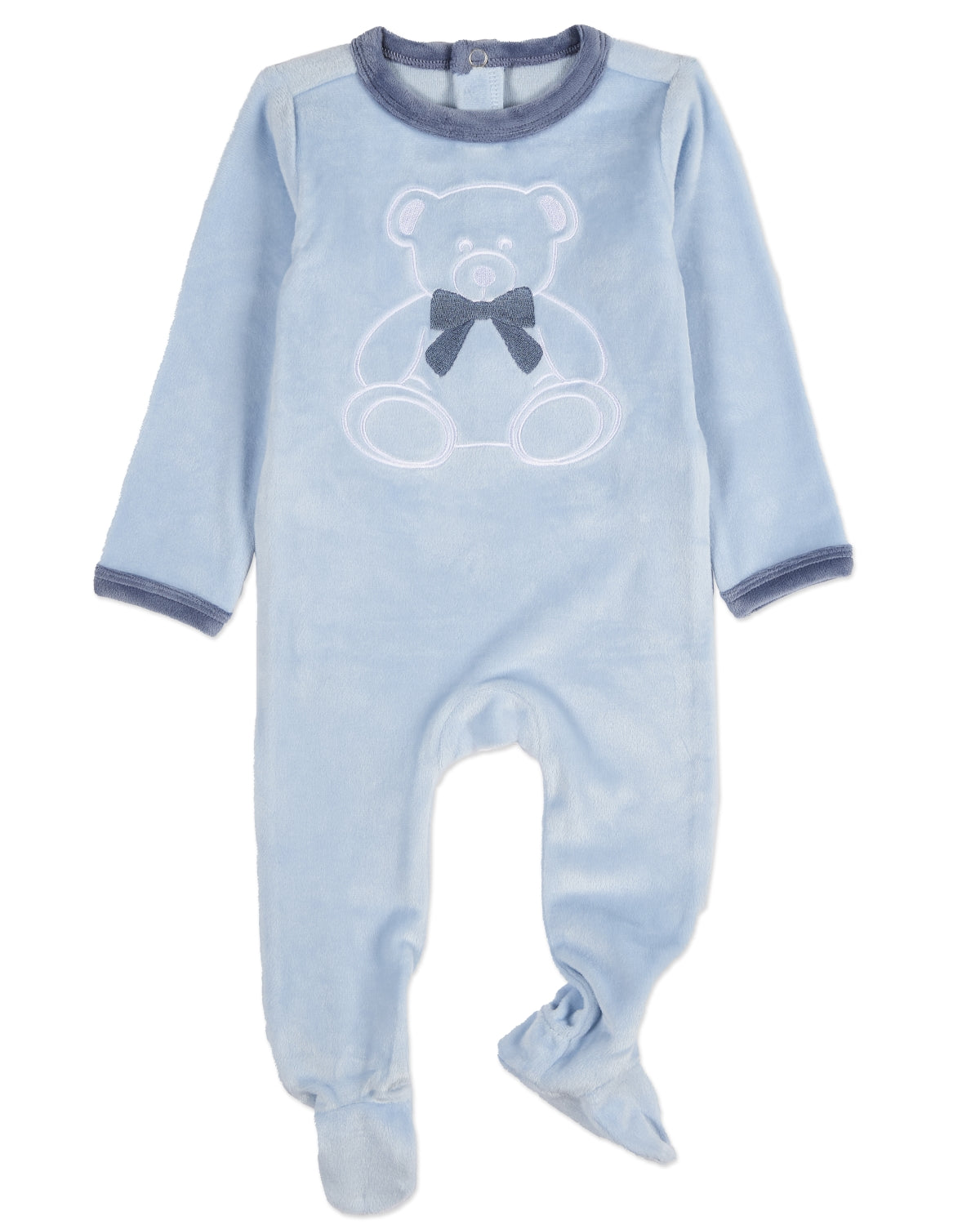 Baby and Toddler "Teddy Snuggles" Embossed Cotton Rich Velour Footie