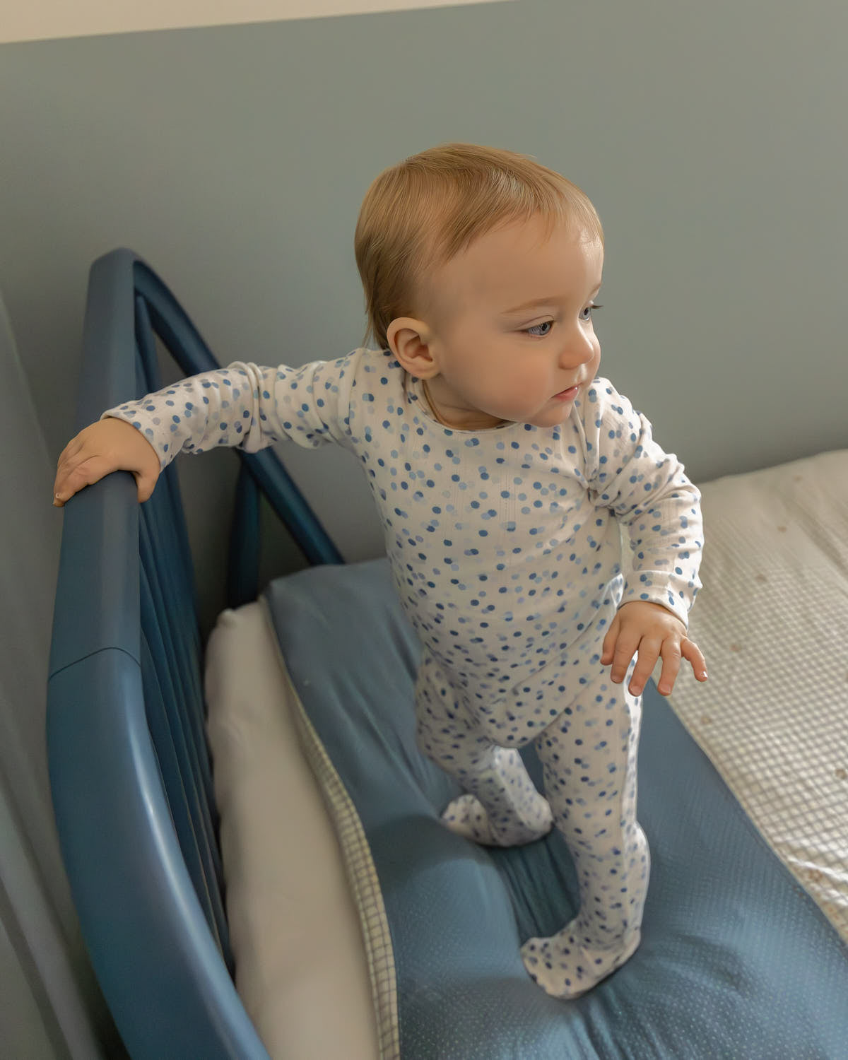 Baby and Toddler Boys "Blue Confetti" Pointelle Footie