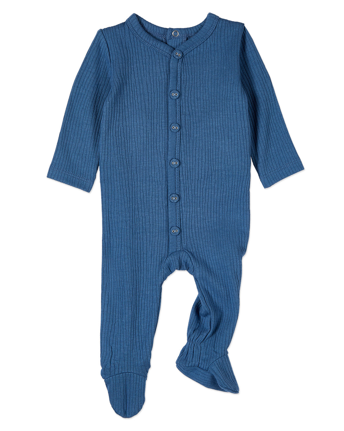 Baby and Toddler Solid Color Ribbed Cotton Blend Button-Down Footie