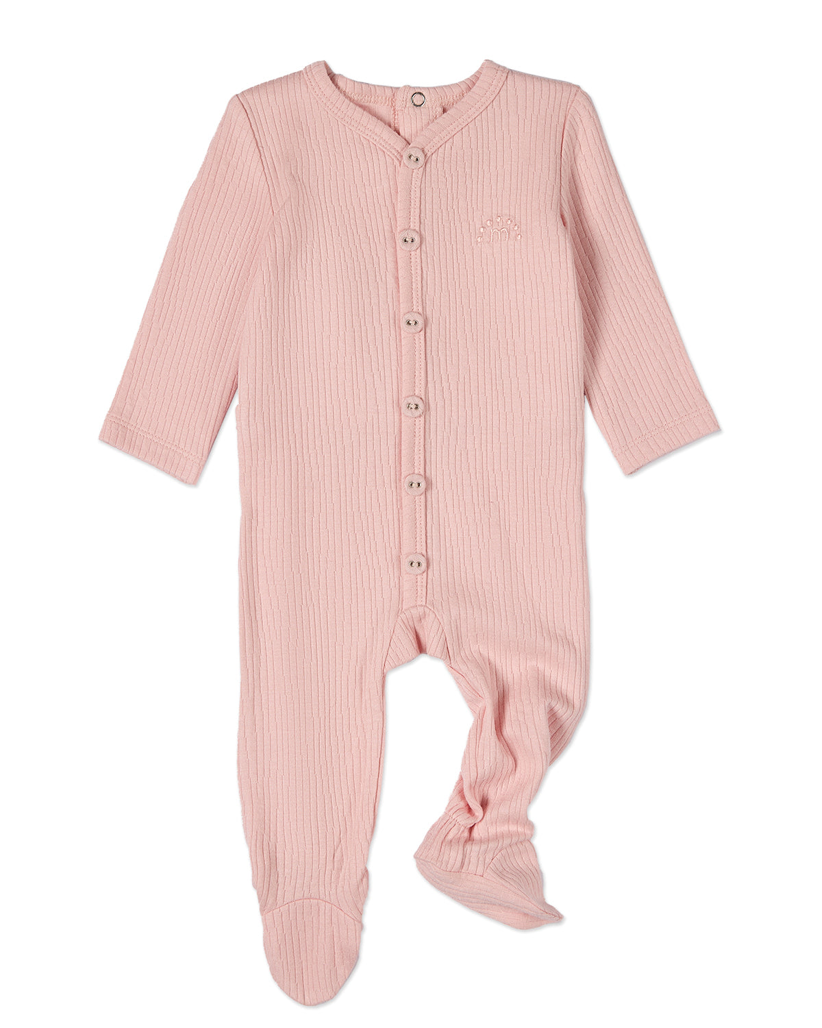 Baby and Toddler Solid Color Ribbed Cotton Blend Button-Down Footie