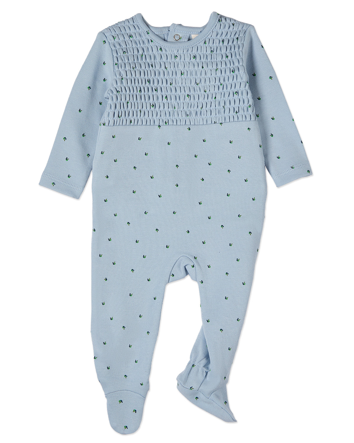 Baby and Toddler Boys "Blueberries" Smocked 100% Cotton Footie