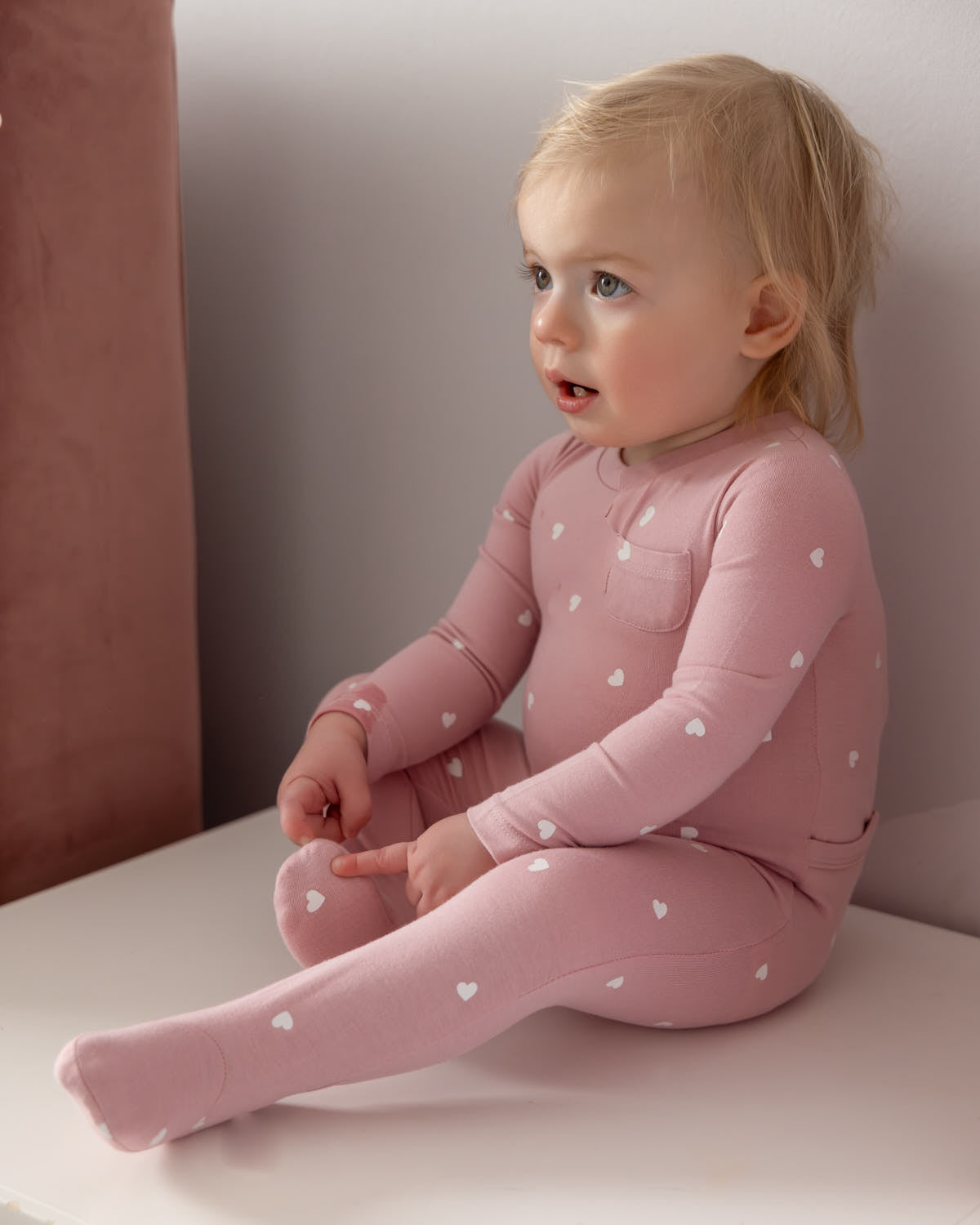 Baby and Toddler Girls "Kind Hearts" Rayon Blend Footie