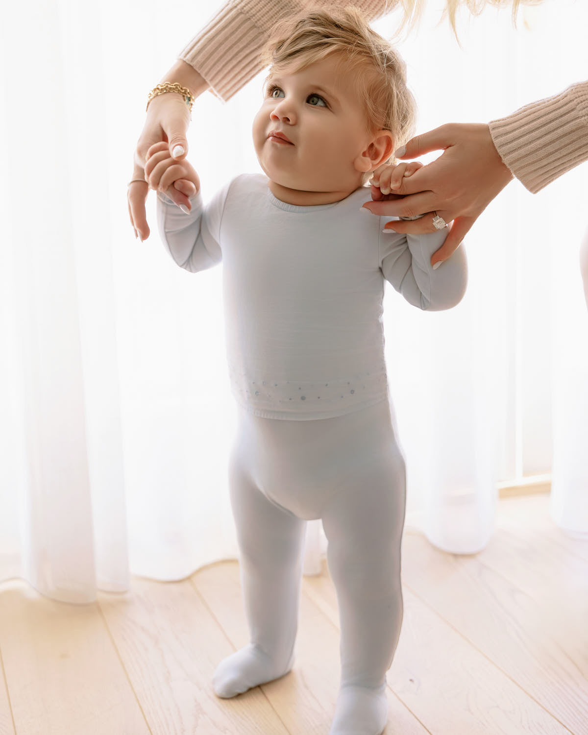 Baby and Toddler Boys "Small Dots" Cotton Rich Double Layer Footie