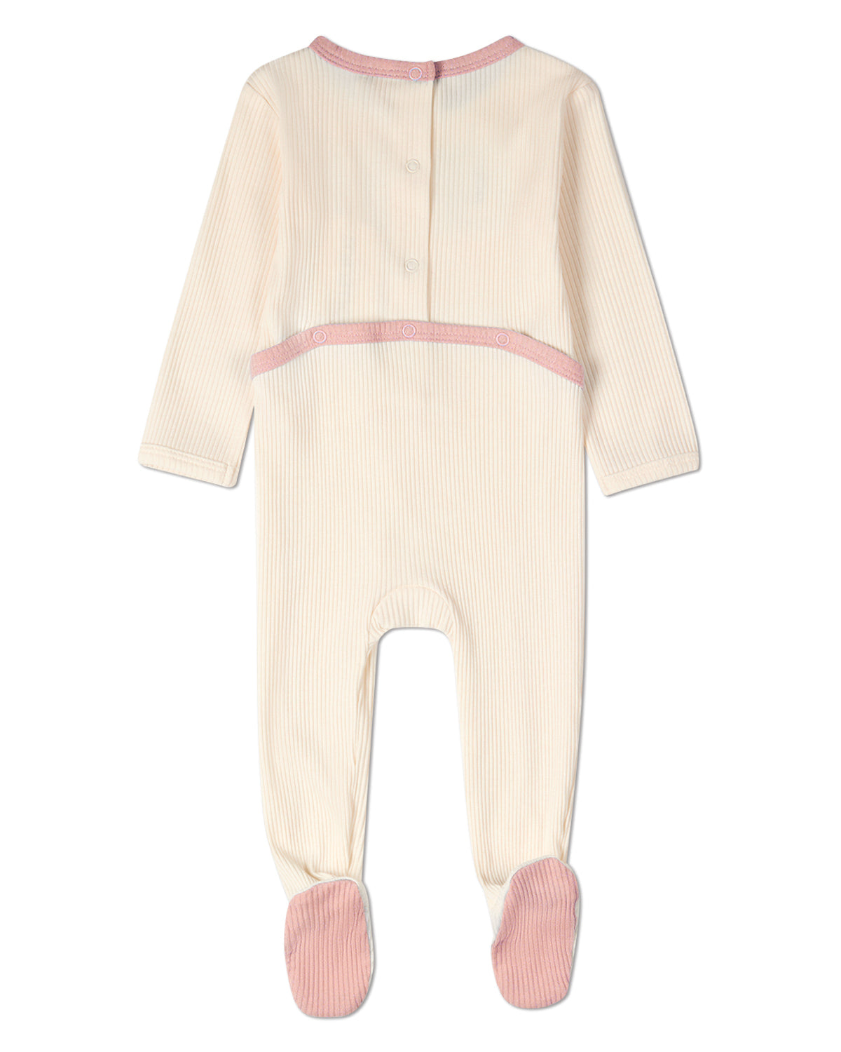 Baby Girls "Framed Florals" Ribbed Cotton-Blend Embroidered Footie