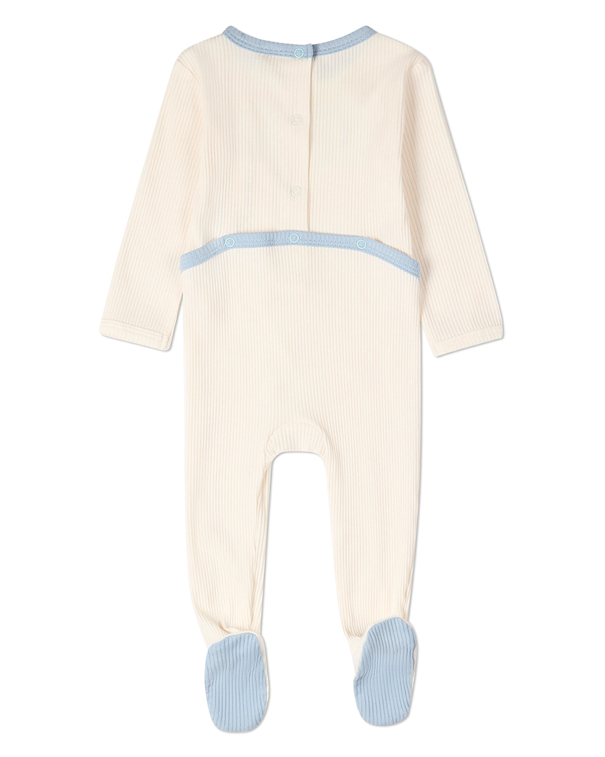 Baby Boys "Framed Foliage" Ribbed Cotton-Blend Embroidered Footie