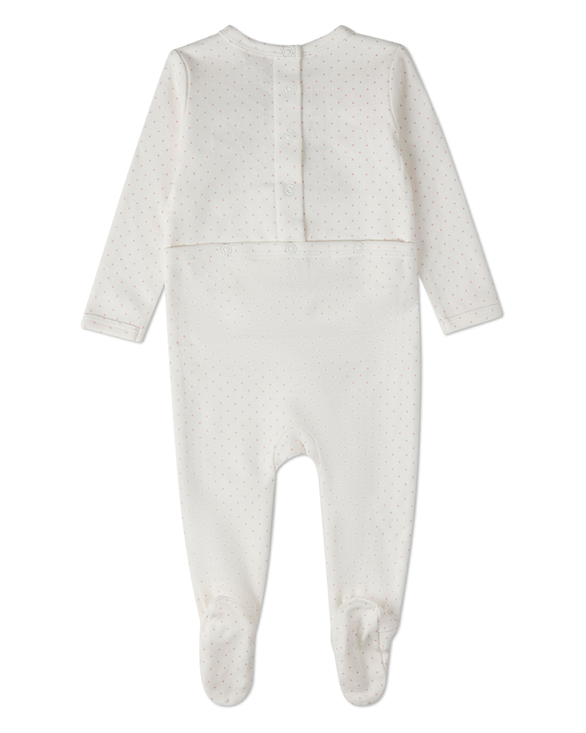 Baby Girls "Put A Bow On It" 100% Cotton Embroidered Polka-Dot Footie