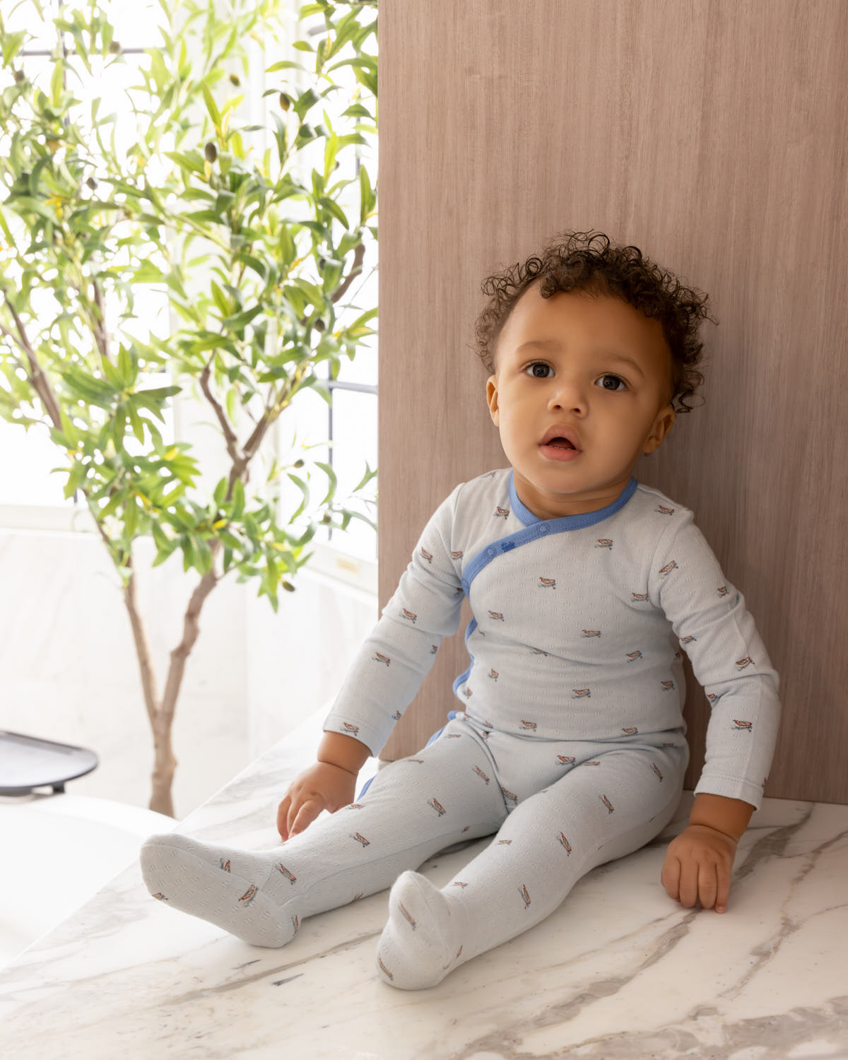Baby and Toddler Boys "Row Your Boat Gently" Rayon Blend Pointelle Footie