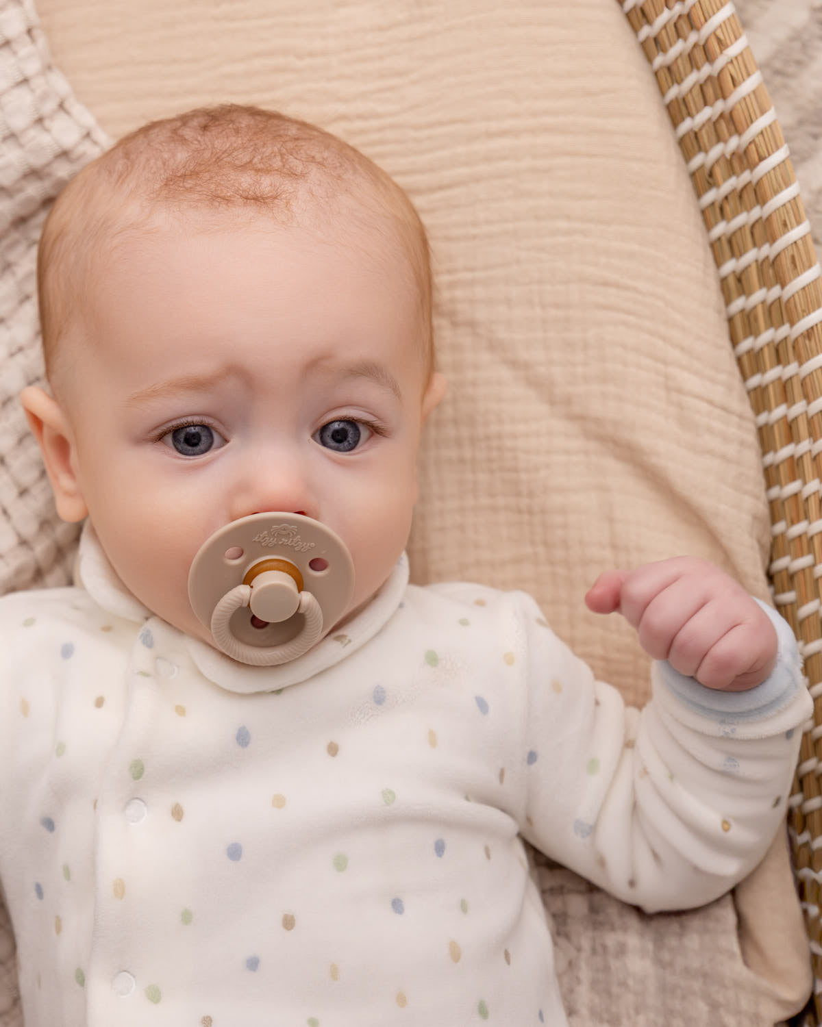 Baby Boys "Playful Dots" Snap Front Velour Footie