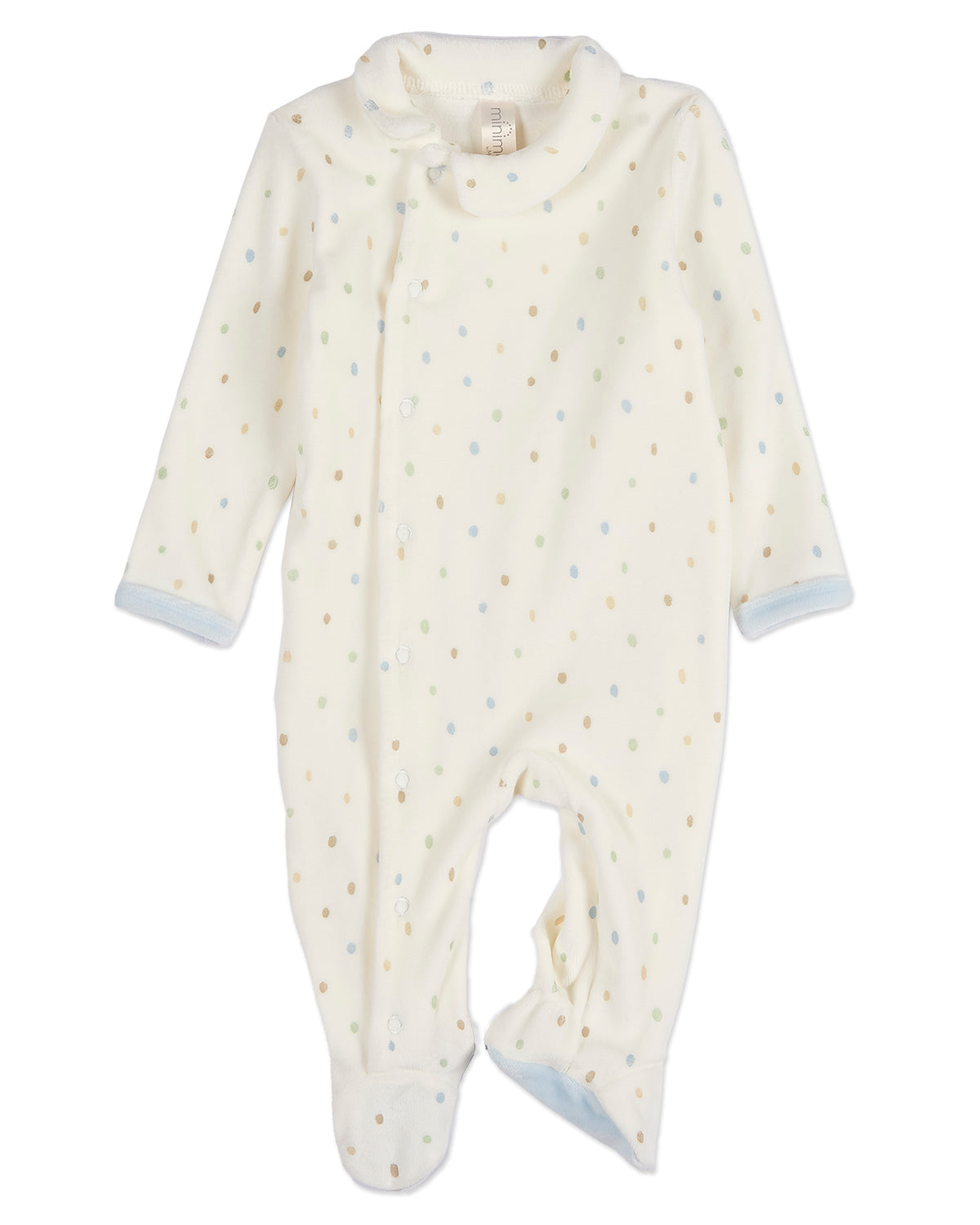 Baby Boys "Playful Dots" Snap Front Velour Footie