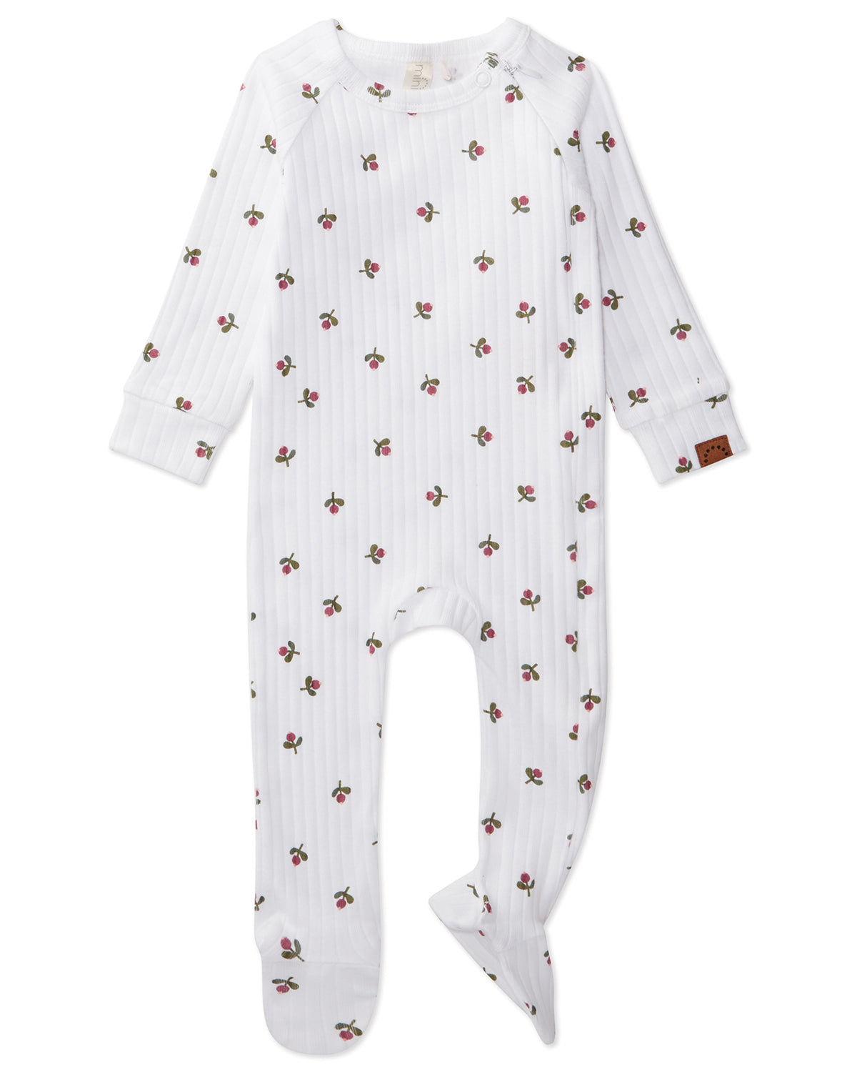 Baby and Toddler Girls Ribbed "Flower Bud" Cotton Rich Footie