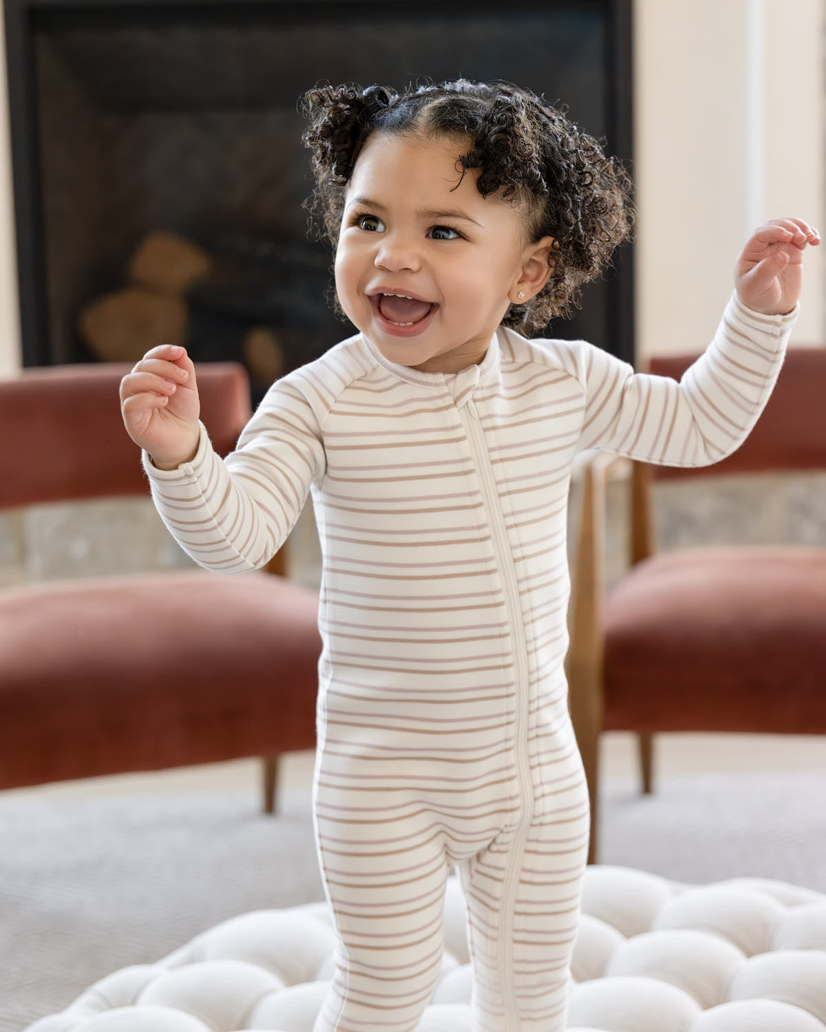 Baby and Toddler "Soft Stripe" Cotton Rich 2 Way Zipper Footie