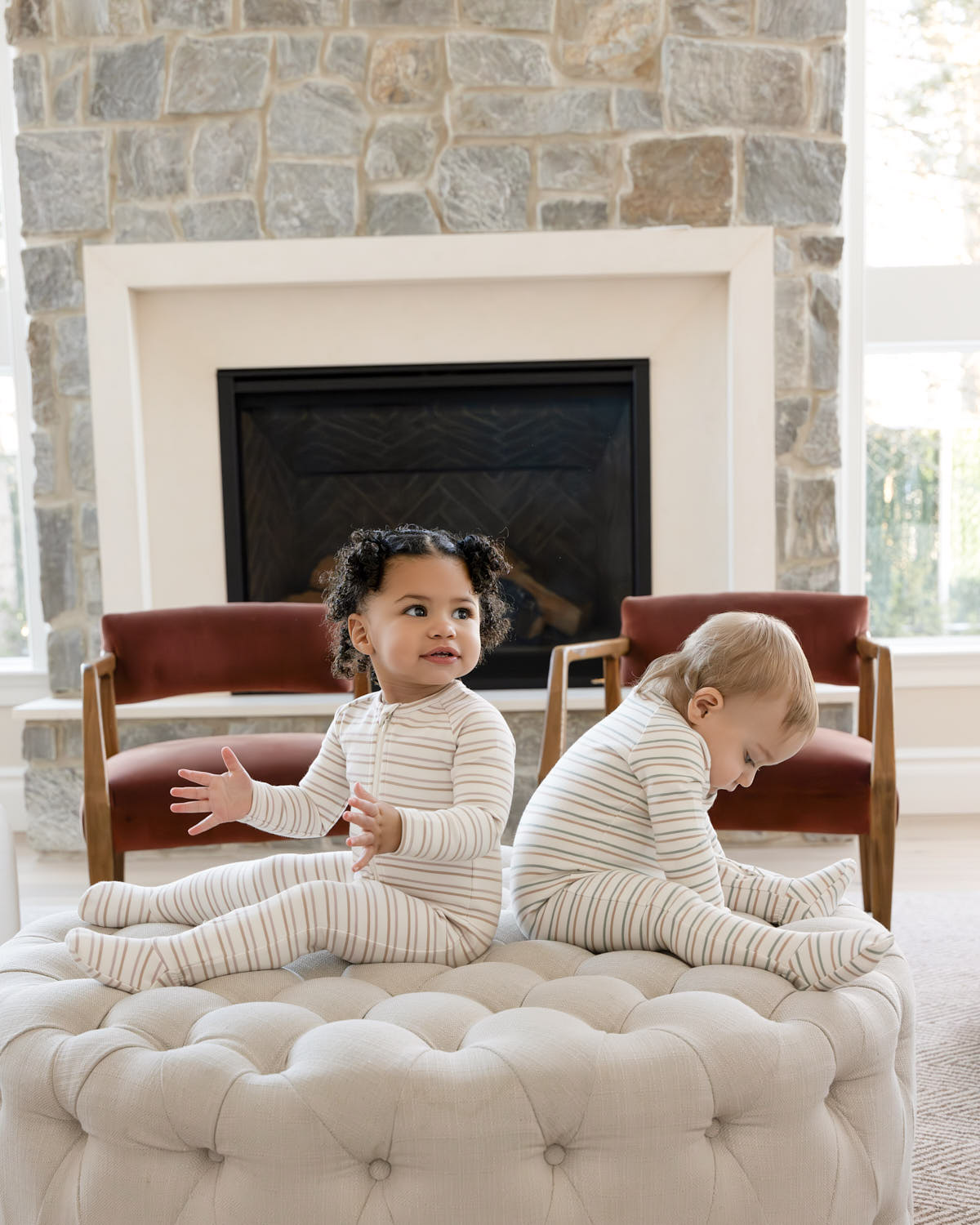 Baby and Toddler "Soft Stripe" Cotton Rich 2 Way Zipper Footie