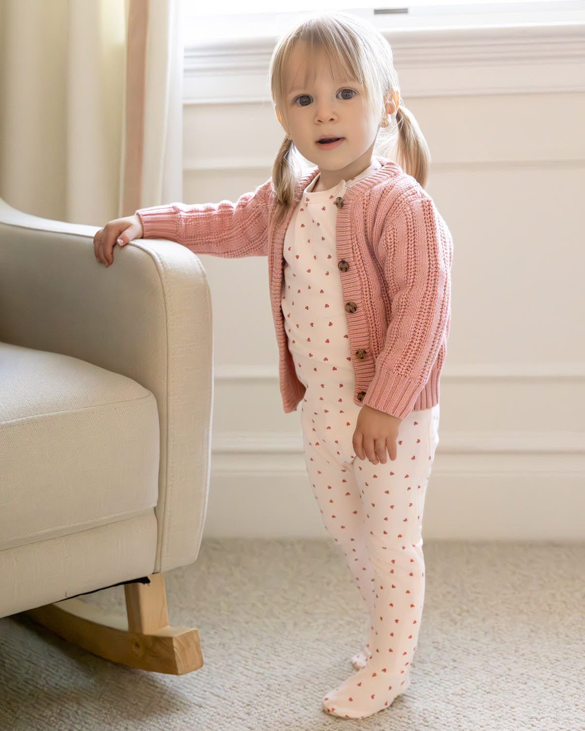 Baby Clover-Print Hidden Zip Footie