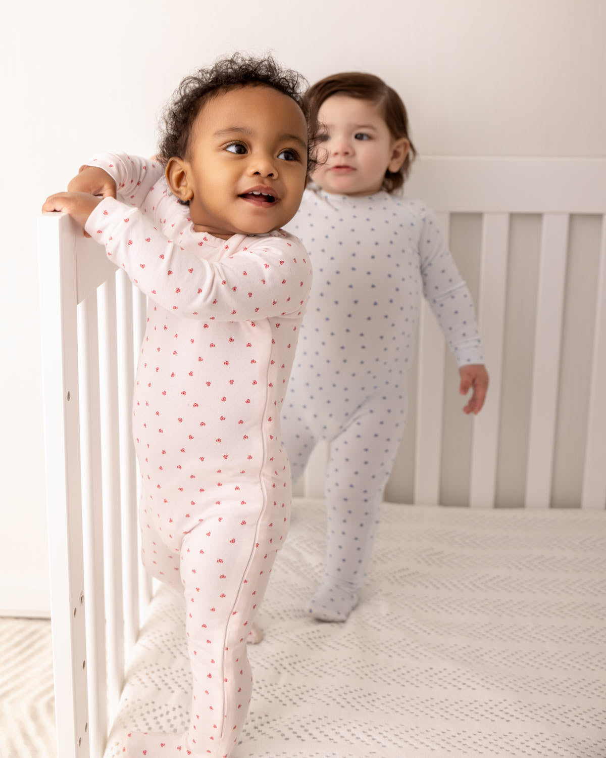 Baby Clover-Print Hidden Zip Footie