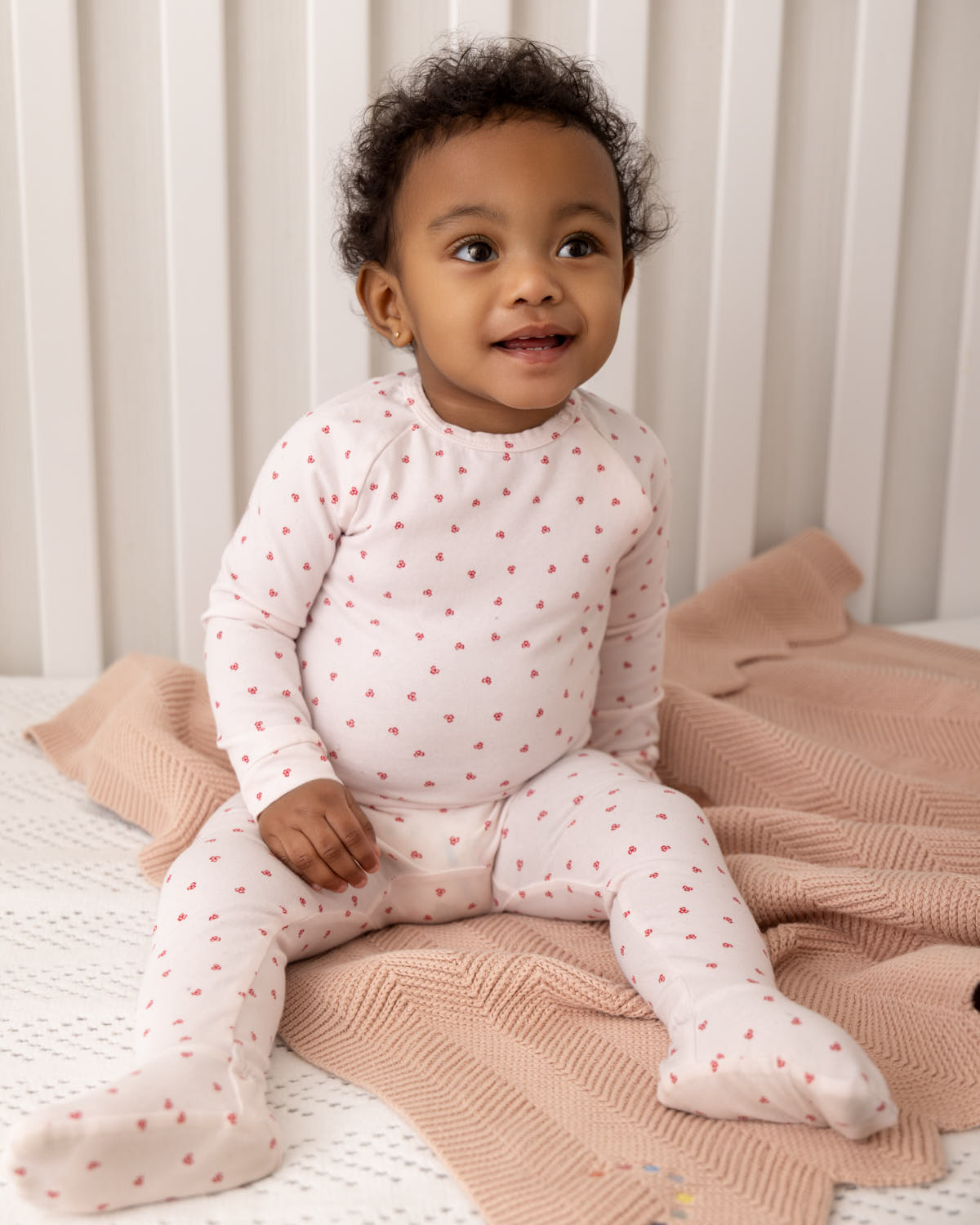 Baby Clover-Print Hidden Zip Footie