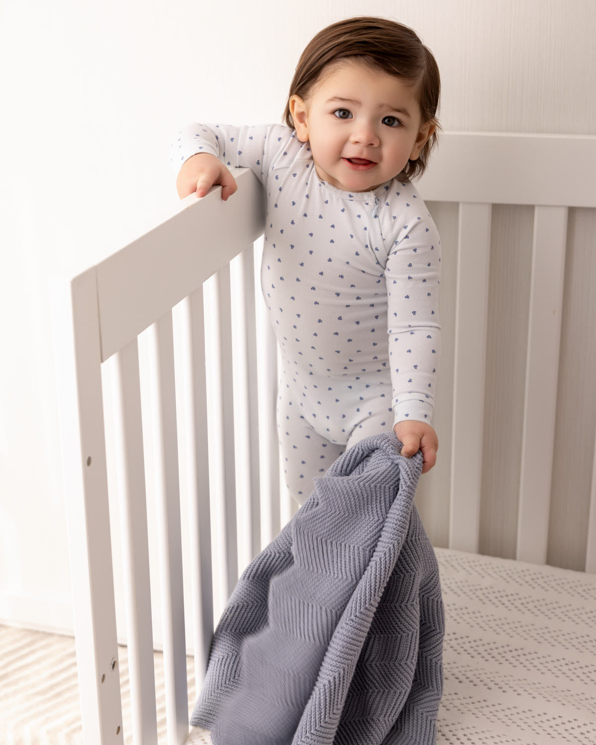 Baby Clover-Print Hidden Zip Footie