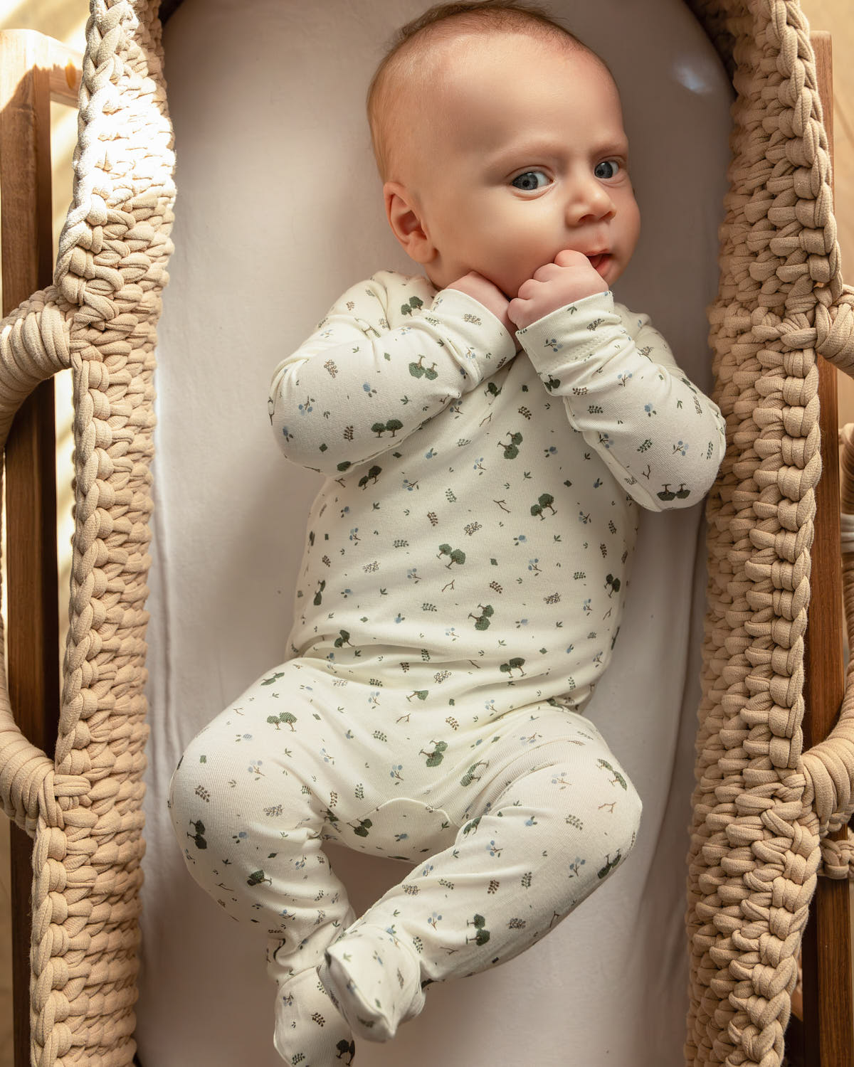 Baby Boys "Whimsical Foliage" Allover Print Zippered Footie