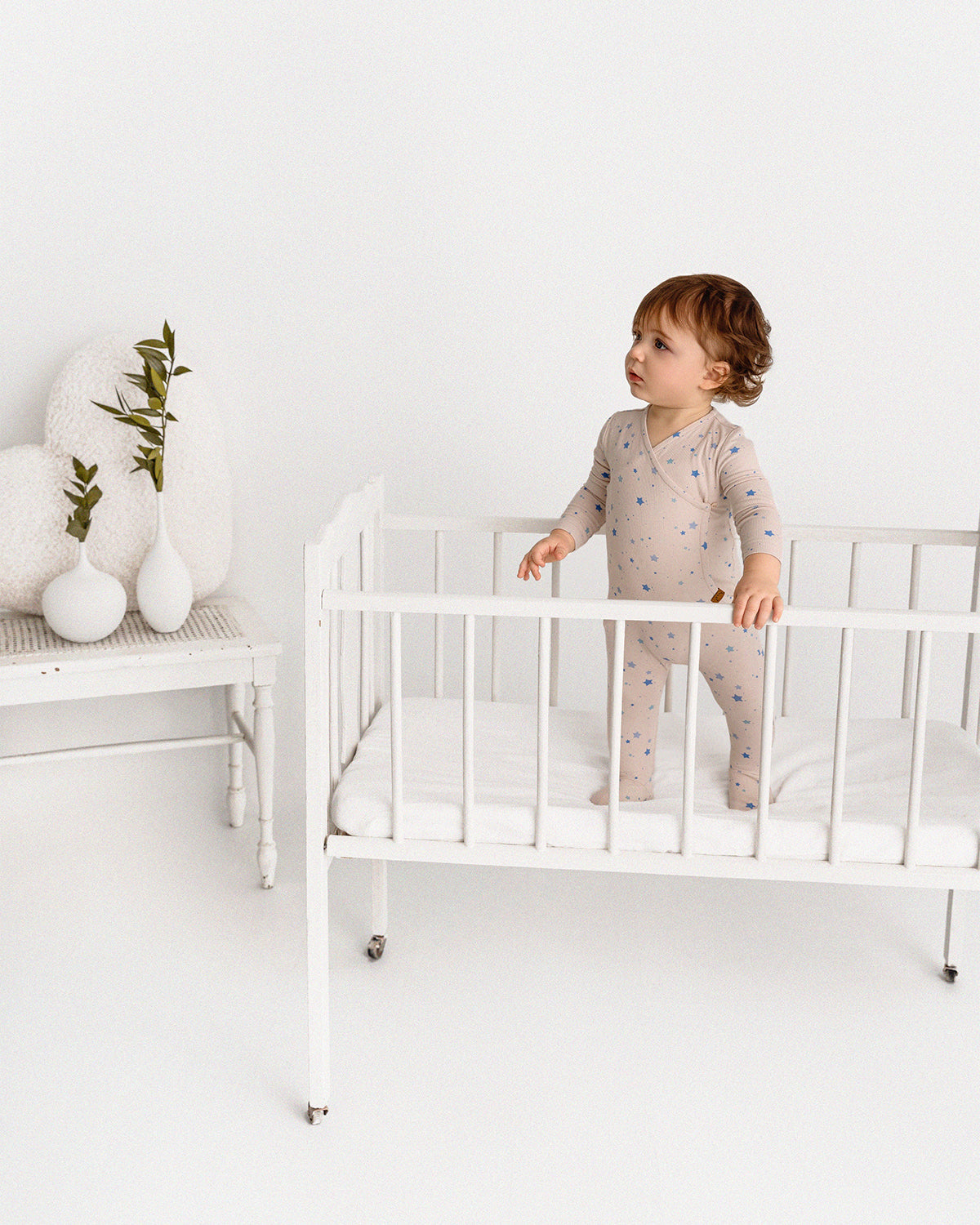 Baby and Toddler Ribbed Rayon-Blend Star-Studded Footie
