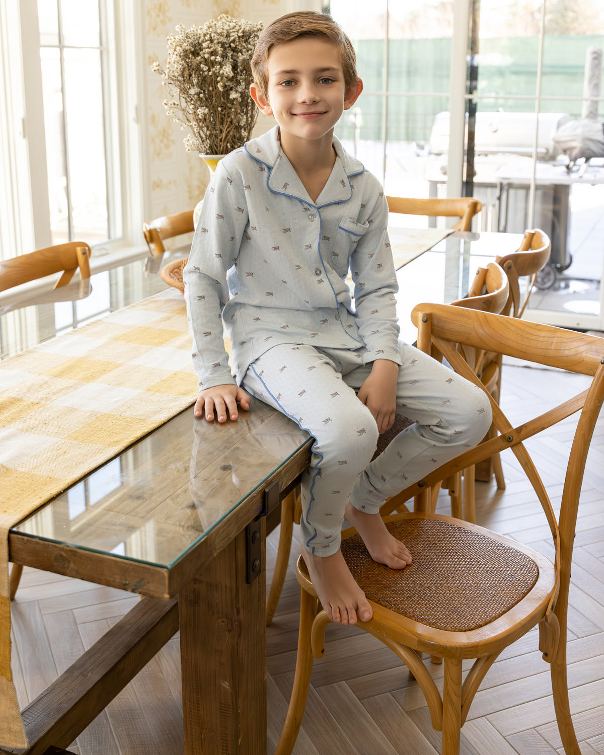 2 Piece Boys "Row Your Boat Gently" Pointelle Pajama Set