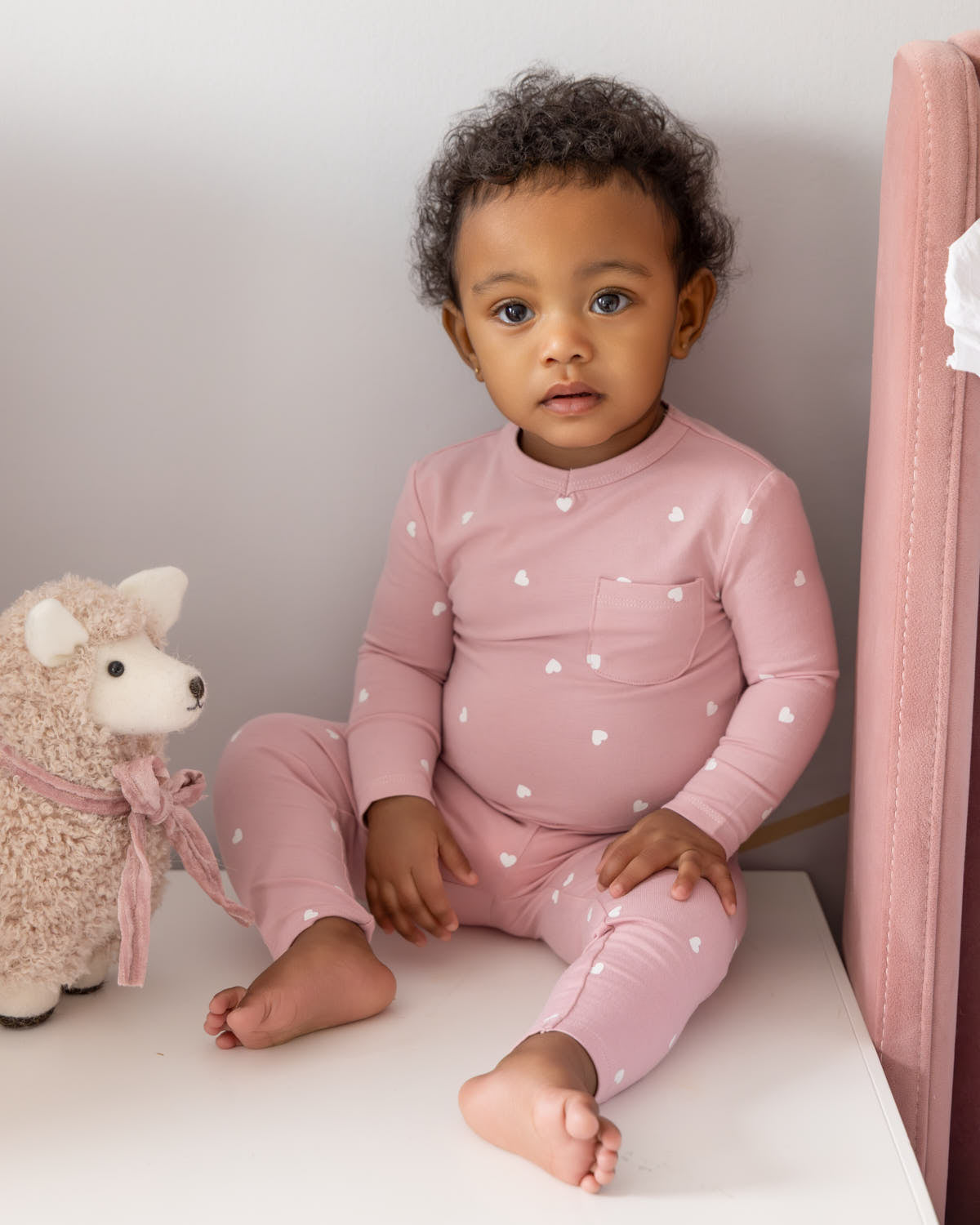 2 Piece Girls "Kind Hearts" Rayon-Blend Pull-On Lounge Set