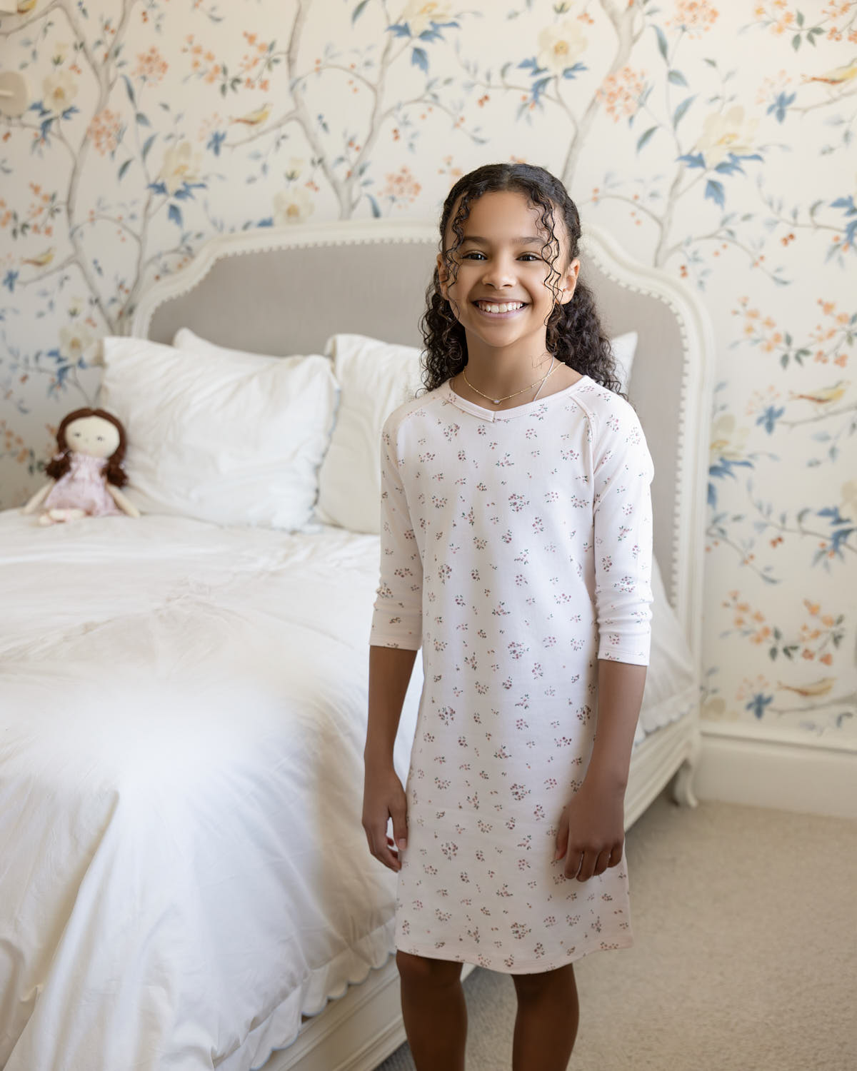 Girls "Cameo Florals" 100% Cotton Pullover Nightgown