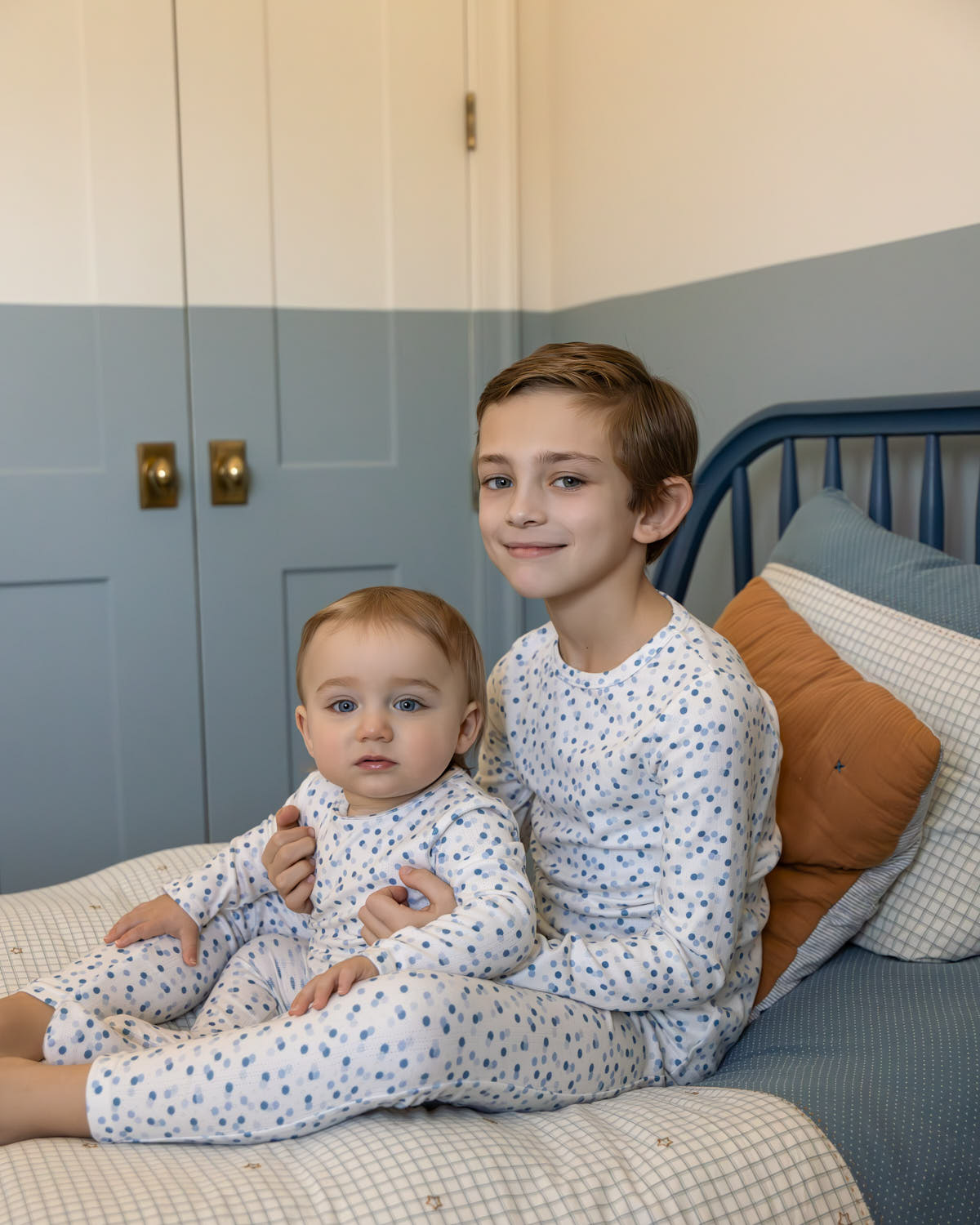 2 Piece Boys "Blue Confetti" Pointelle Pull-On Pajama Set