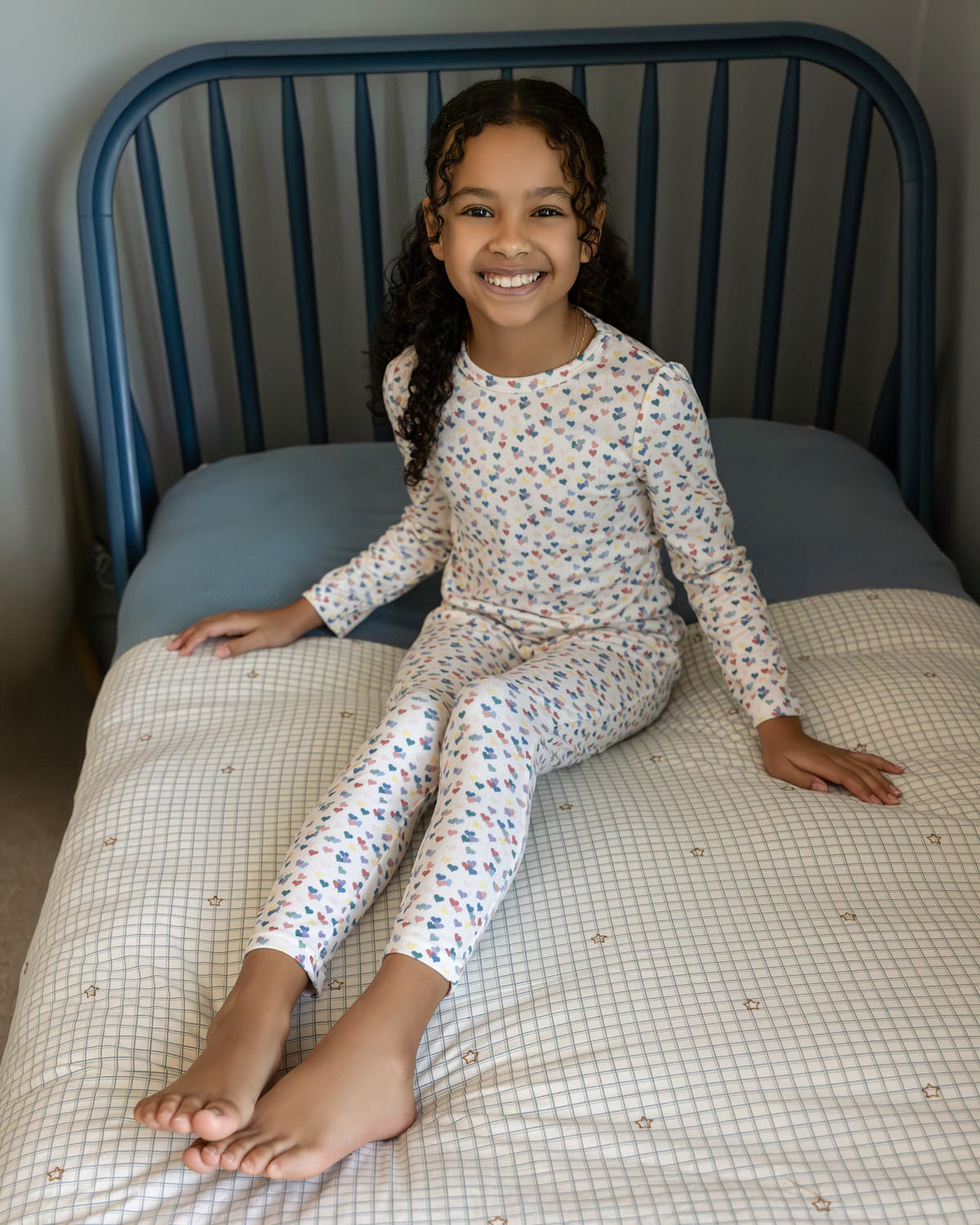 2 Piece Girls "Candied Hearts" Pointelle Pull-On Pajama Set