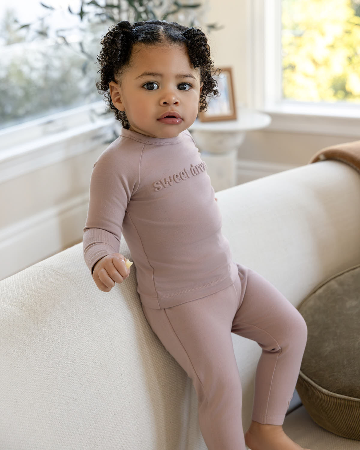 2 Piece Kids "Sweet Dreams" Cotton Rich Fleece 3D Embossed Pajama Set