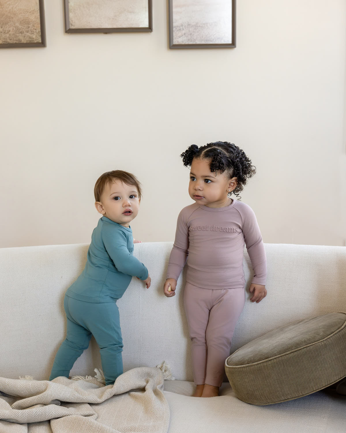 2 Piece Kids "Sweet Dreams" Cotton Rich Fleece 3D Embossed Pajama Set