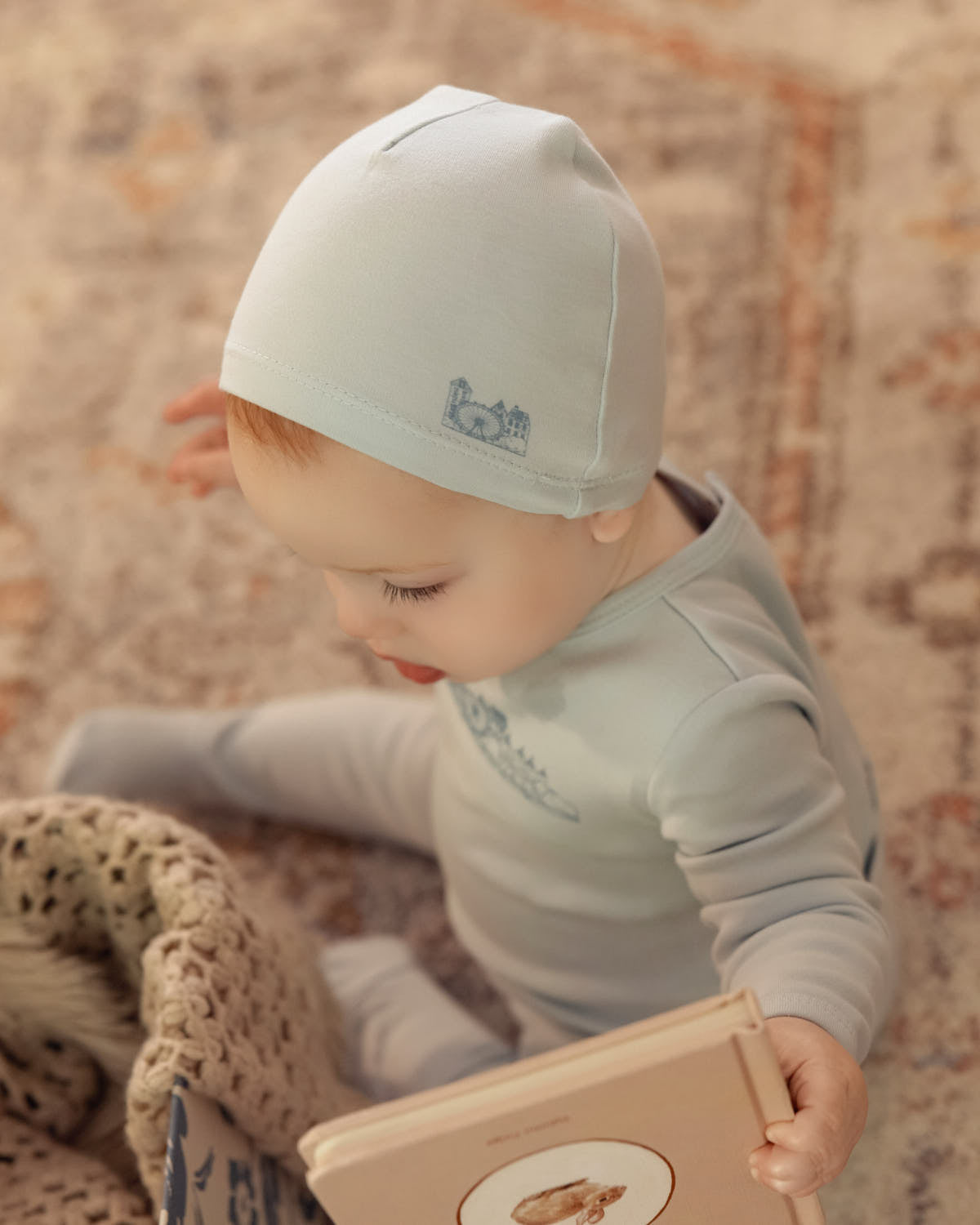 Baby "Merry Skyline" 100% Cotton Beanie with San Francisco Graphics