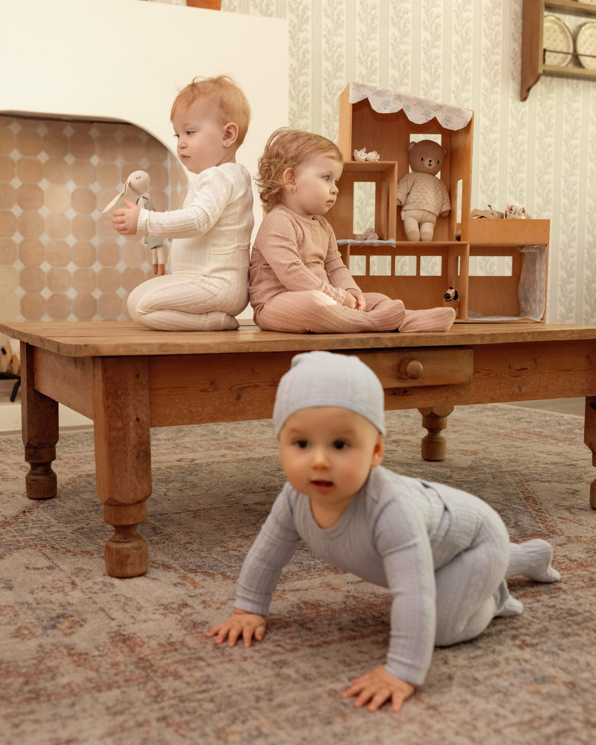 Baby Cozy Cotton-Rich Faux-Cable Jacquard Knit Beanie