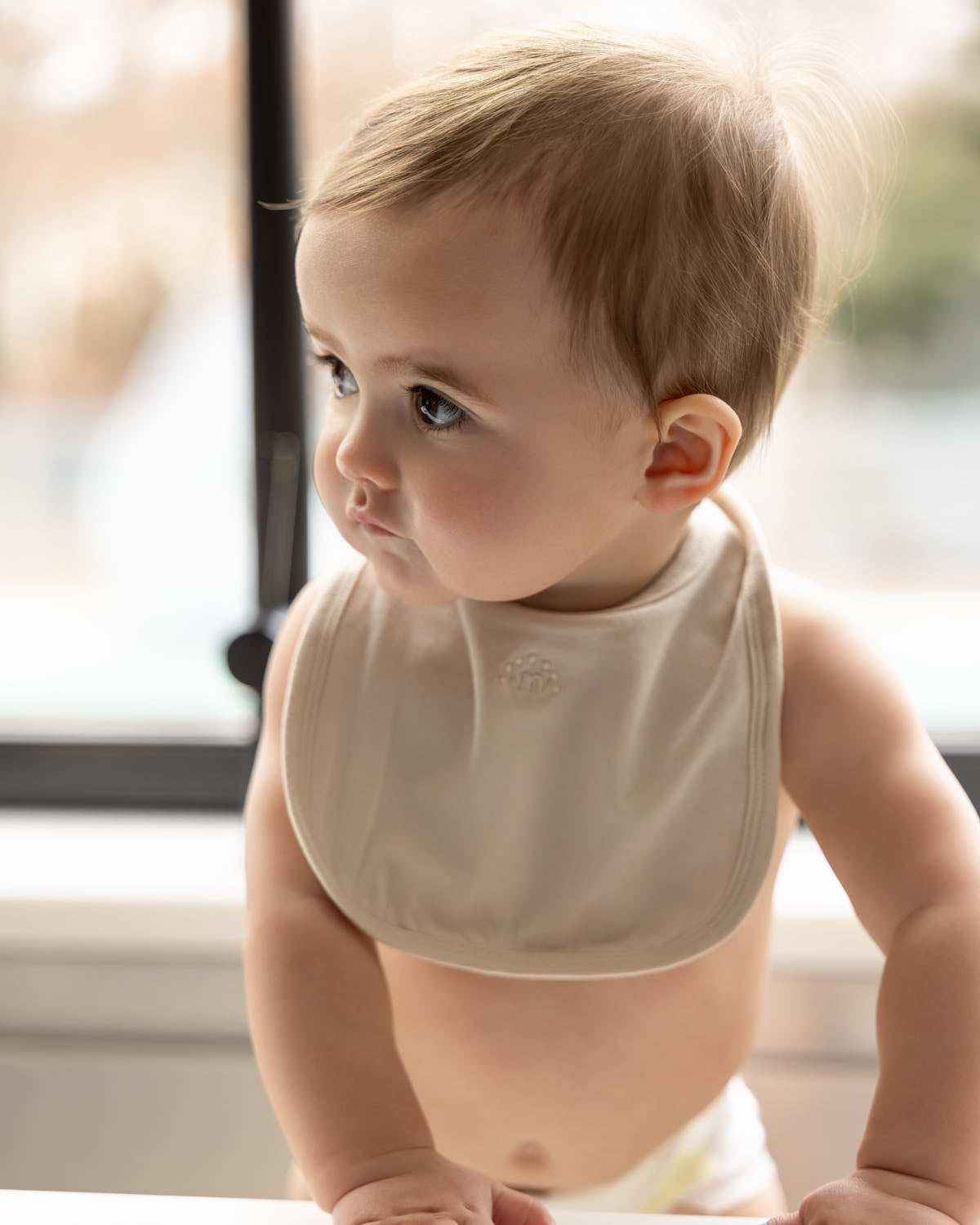 Baby Stretch Modal Back-Snap Solid-Color Bib