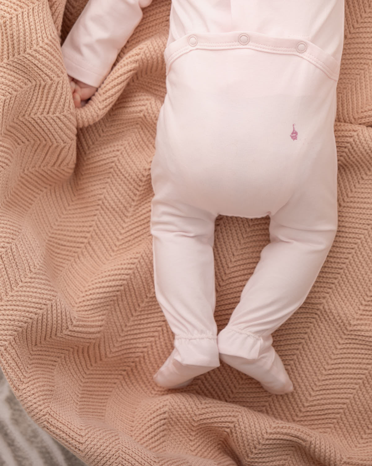 Baby Herringbone Knit 100% Cotton Blanket with Carry Pouch