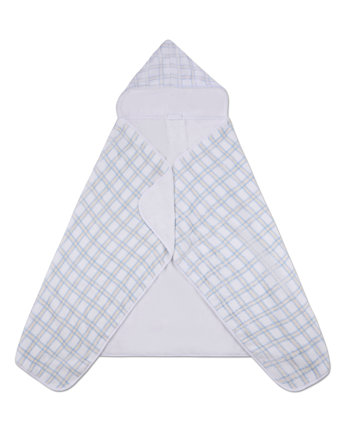 Boys Cozy Plaid Hooded Cotton-Lined Terry Towel