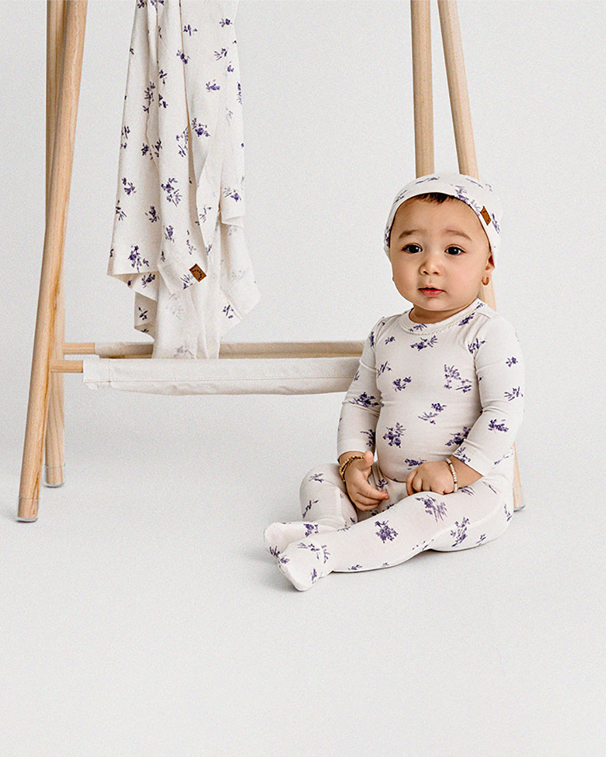 3 Piece Baby Girls Floral Toile Rayon Blend Footie Set