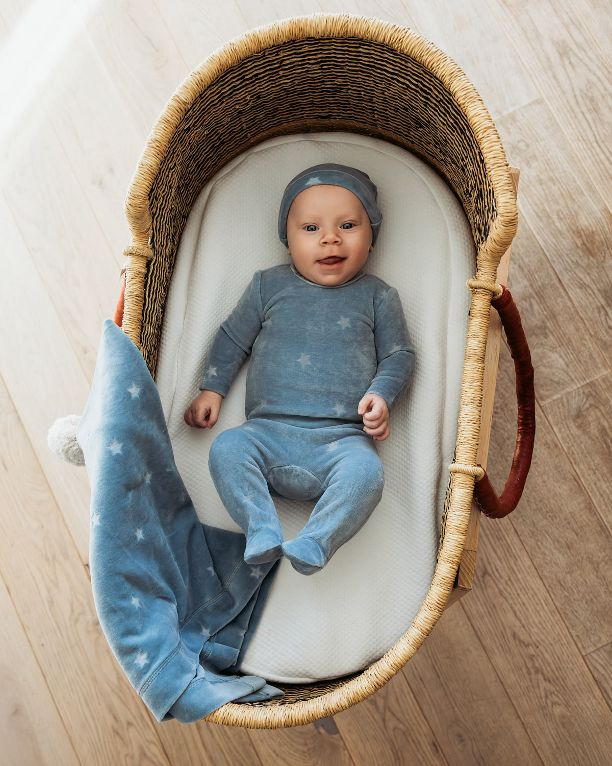 3 Piece Baby Boys "Velvet Star" Cotton Rich Velour Footie Set