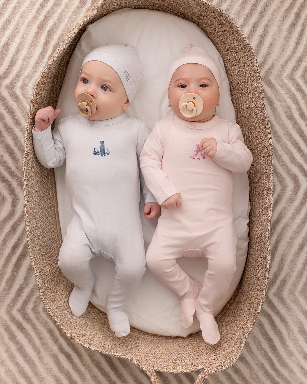 2 Piece "Boy And His Waddling Ducks" Cotton Rich Footie Set
