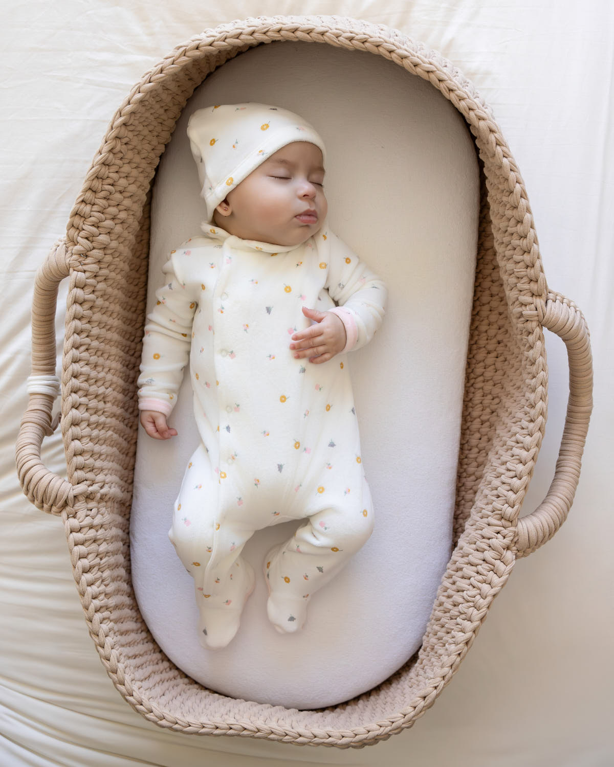 2 Piece Baby Girls "Lily Of The Valley" Cotton Rich Velour Footie Set