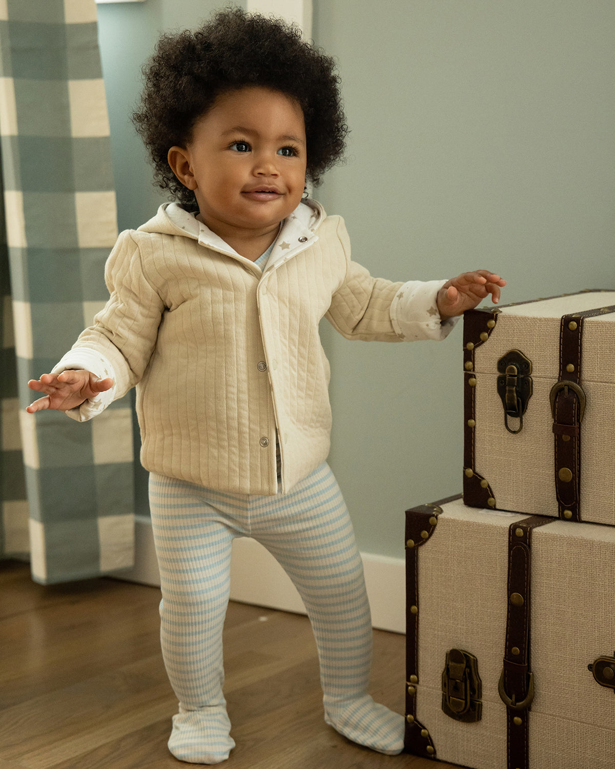 3 Piece Infant Striped "Hot Air Balloon" Modal Blend Body Suit Set